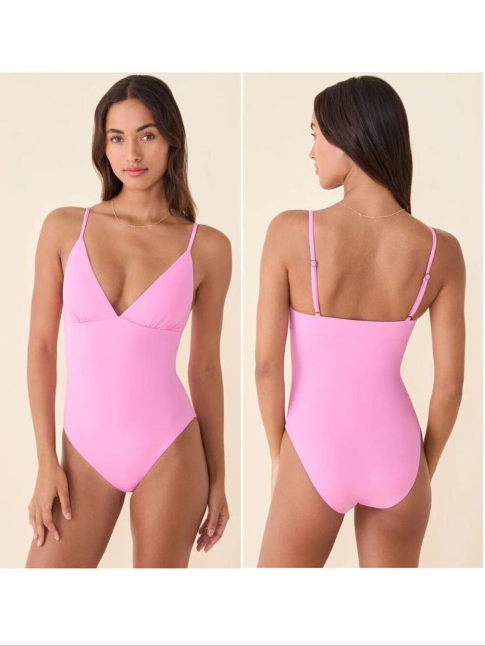 Andie The Lanikai One Piece SWIMSUIT Size S Rosebloom Pink V-neck NEW $122